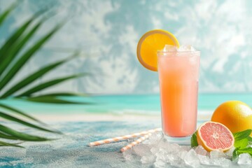 Cool Beach cocktail mockup. Party fresh. Generate Ai