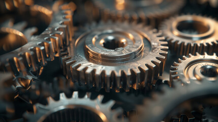 Detailed View of Metallic Gears