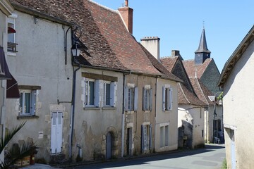 Obraz premium Rue typique, village de Angles sur l'Anglin, département de la Vienne, France