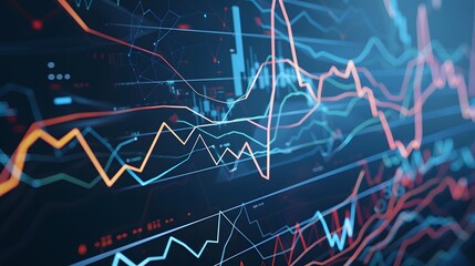 Stock business graph with dynamic lines and shapes