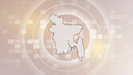 Bangladesh Animated Map on Minimal Background, Multi Purpose Background with Ripples and Boxes with Bangladesh 3D Map, Useful for Politics, Elections, Travel, News and Sports Events