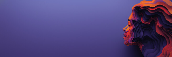 Abstract layered face profile with artistic waves