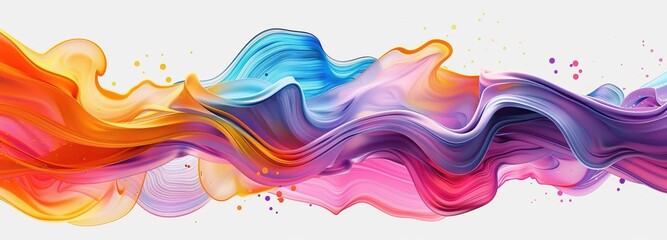 Colorful waves of paint flowing in an artistic pattern isolated on white background.