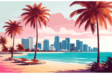 the most beatiful Miami illustration background