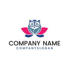 OWL flower logo design, vector logo design, illustration   