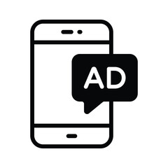 Premium vector of mobile advertisement, mobile ads ico