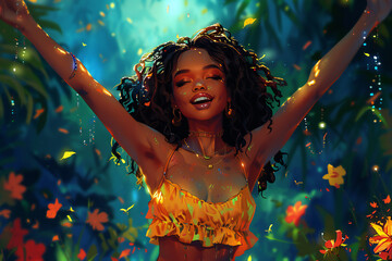 Vibrant Campus Life: Black Student Girl