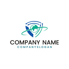 Obraz premium Glob shied logo design, vector logo design, illustration 