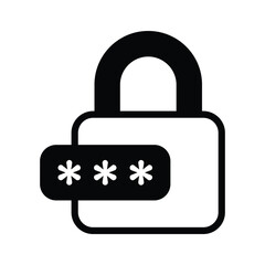 Password on padlock, icon of security protection
