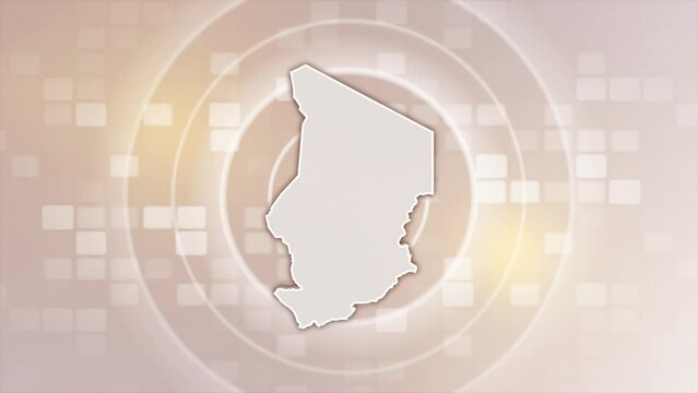 Chad Animated Map on Minimal Background, Multi Purpose Background with Ripples and Boxes with Chad 3D Map, Useful for Politics, Elections, Travel, News and Sports Events