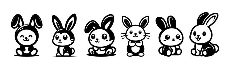 Collection of vector illustrations of rabbit designs