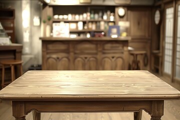 Wooden Table in the Middle of a Bar. Generative AI
