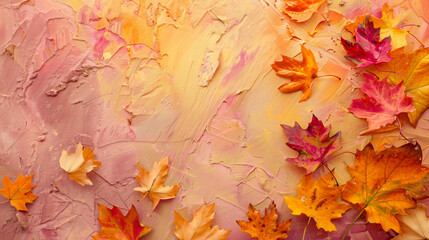 Beautiful autumn leaves on color background