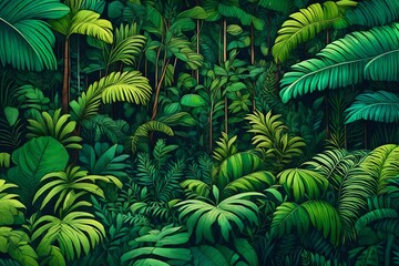 A lush tropical forest with a spectrum of green leaves and foliage -- ar 3:2 -- v 4** - Upscaling by @faizan