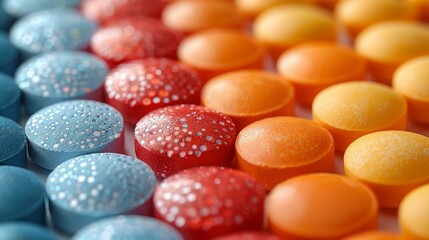 Top view of various colorful medicines and pills.