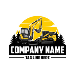 mini excavator,  Skid steer loader company  logo vector image