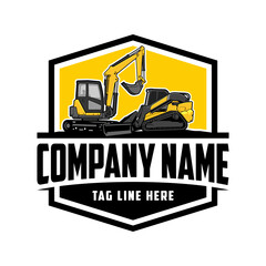 mini excavator,  Skid steer loader company  logo vector image