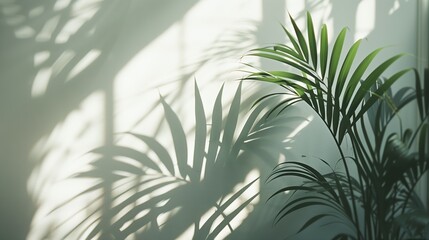 The shadow from plants cast on an empty wall.