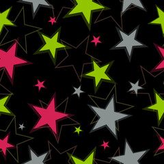 Abstract black and rainbow seamless pattern background.  Geometric shapes ornament. Repeating texture. Backdrop. Wallpaper.