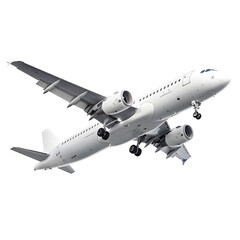 Obraz premium White Passenger airplane. Jet plane flying isolated on white background