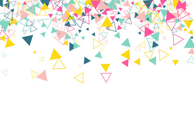 Set of template with colorful gradient triangle pattern on each corner position with white space. Abstract geometric background.