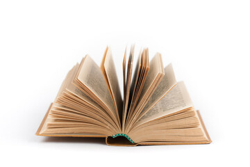 Open book isolated on white background.