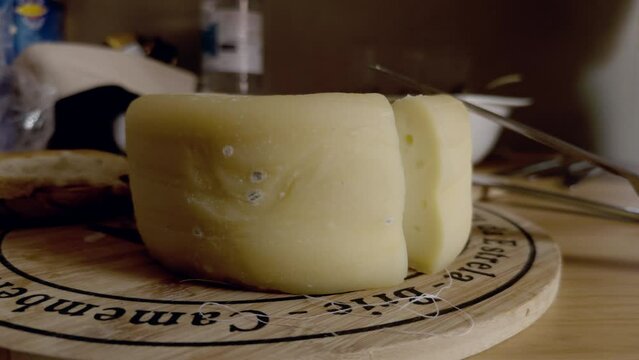 Typical Portuguese cheese on a normal kitchen table.