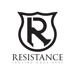 Resistance vector logo design, resistance minimal logo design, icon, black and white color 