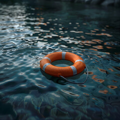 aesthetic neutral Life Preserver Floating in Water.