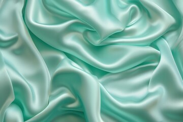 Obraz premium Cool Green blue satin surface. Color cloth. Generate Ai
