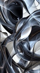 Abstract expressionism digital sculpture of the concept of redemption and sanctification, abstractly represented by flowing, dynamic forms in a stark, monochromatic palette