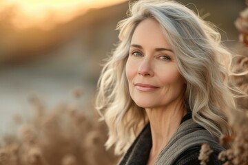 Fototapeta premium Beautiful mature woman. Art studio. Generate Ai