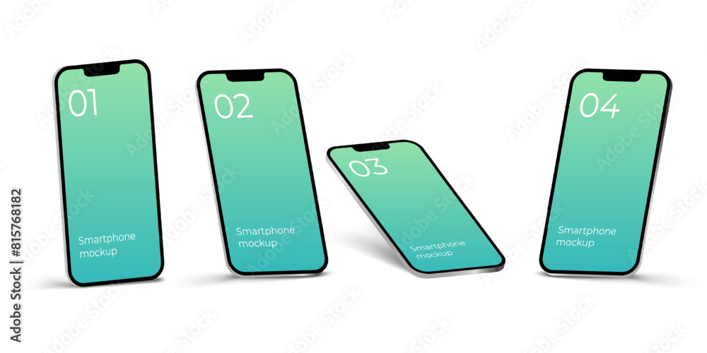Poster realistic borderless smartphone with realistic shadow. phone mockup for visual demonstration of the 
