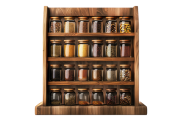 Modern Wooden spice rack isolated on transparent background