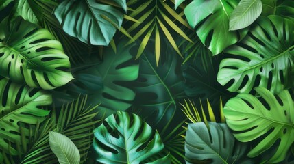 Tropical Paradise Lush Palm Leaf Background for Exotic Nature Themes and Summer Designs with Copy Space
