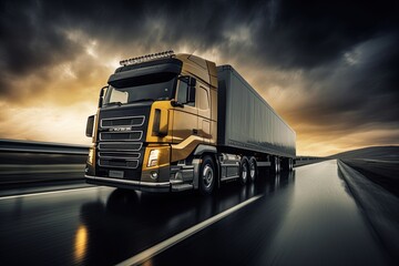 Truck on the road. Ai generative