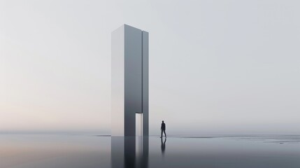 Minimalism digital sculpture of a minimalist skyscraper