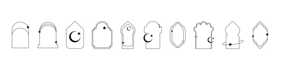Set of Islamic window. Illustration in arabic style.