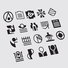 Fototapeta premium Different icon set black and white vector ai