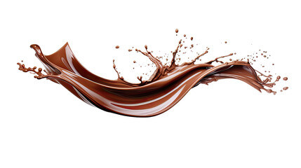 Chocolate milk splash isolated on transparency background, Isolated cocoa milk shake