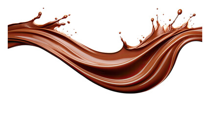 Chocolate milk splash isolated on transparency background, Isolated cocoa milk shake