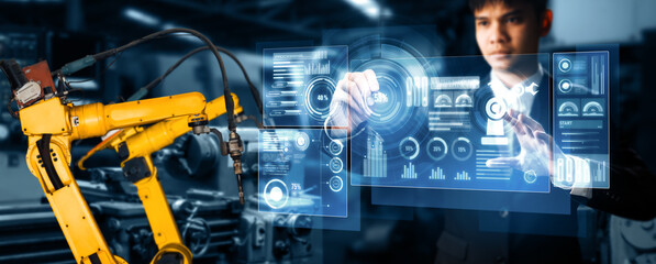 MLP Advanced robot arm system for digital industry and factory robotic technology. Automation...