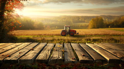 tractor on the field beautiful view at morning