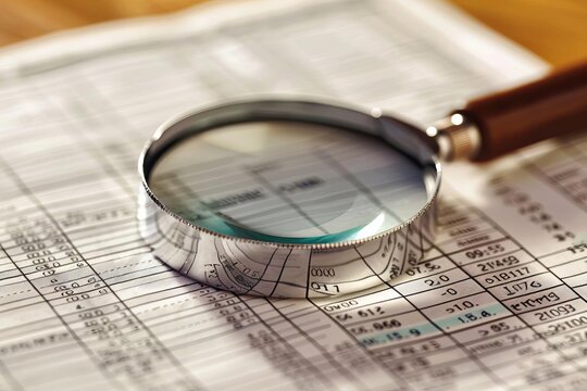 Magnifying glass on the financial newspaper