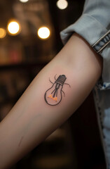 Obraz premium simple hand draw design light bulb with highligt tattoo