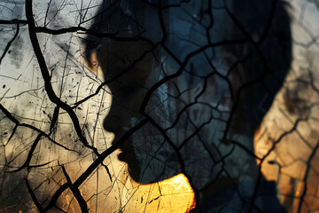 Captivating image showcasing a child's silhouette fragmented into artistic forms, evoking curiosity and imagination