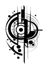 Obraz premium Black and white pattern. Minimalist illustration for printing. Geometric background design, abstract cover templates, for tattoos. Generated by Ai