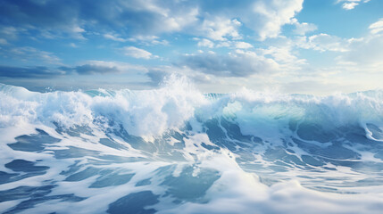 Powerful foamy sea waves rolling and splashing