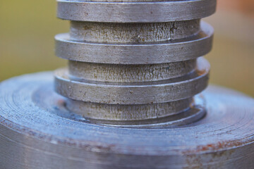 shaft thread, close-up of the threaded connection of the shaft of the lifting mechanism