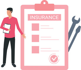 Boy showing insurance form..